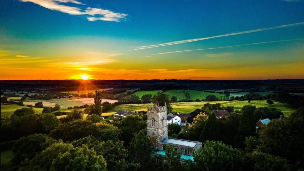 Aerial Church Photo at Sunset - 2020